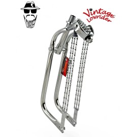 Vintage Lowrider 20" Bent Leg Springer Chrome Fork w/Triple Flat Twisted Bars.