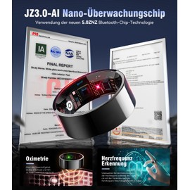 IUHFSIFS Smart Ring 5th Gen【Industry No.1 - 0 Measurement Error】& Sports Specific Smart Ring for Women Men Sleeping, Heart Rate, SpO2, 200 Modes for Android IOS Black 11#