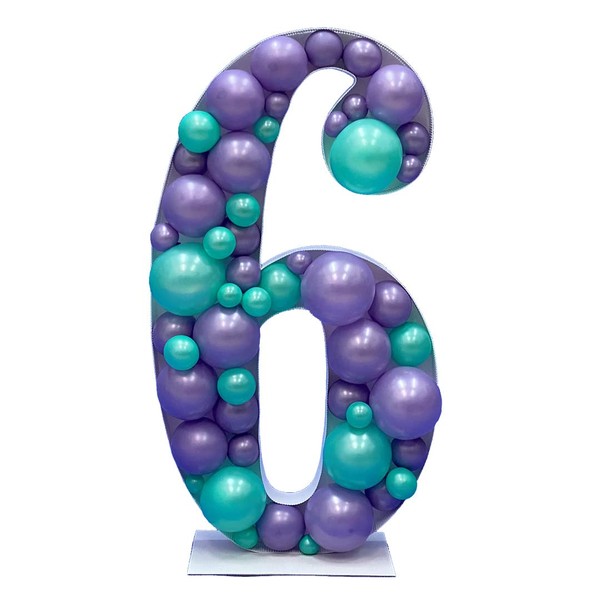 Numero 6 Nikoloon® cornice per palloncini o fiori a LED o vassoio per snack, 70 cm di altezza, decorazione per feste di compleanno e anniversario