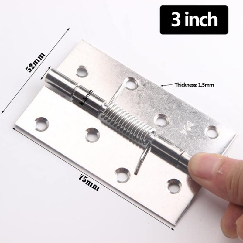 2Pcs Door Hinge,3 Inch Long Stainless Steel Self-Closing Corner Spring
