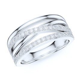 PRSTANI 8.5mm Wide Sterling Silver Criss Cross Infinite Simulated Round Brilliant Cut Diamonds Wedding Ring (7)