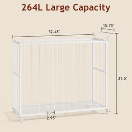 Homsorout Ball Storage Bin Rolling Sports Ball Cart, Metal Garage Organizer Sport Rack, Ball Basket Storage, Ball Cage for Garage or Gym, Indoor & Outdoor Sports Equipment Organizer（white）