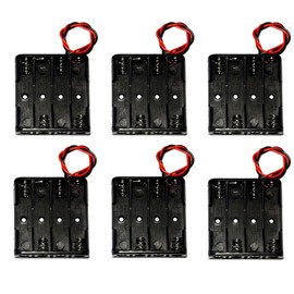 WAYLLSHINE 6PCS 4 x 1.5V AAA Battery Spring Clip Black Plastic 4 x 1.5V AAA Battery Case Holder Box Black Red Wire Leads