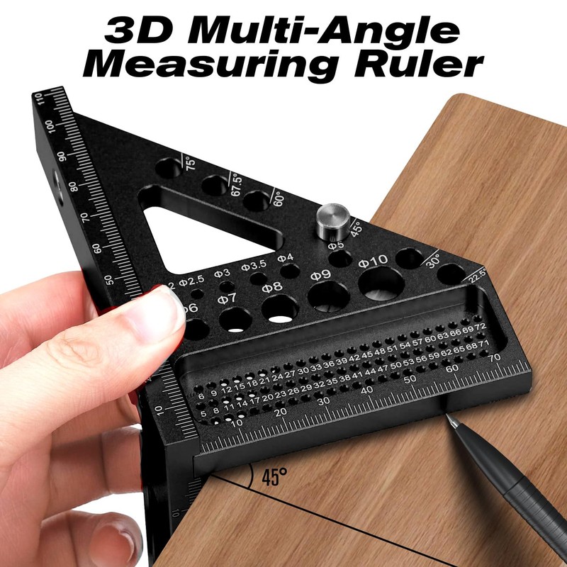 3D Speed Square Tools 22.5-90° Aluminum Alloy Combination Set Square