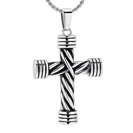 Cremation Jewellery for Ashes Cross Memorial Urn Necklace Pendant Keepsake Religious Cross Ash Jewellery with Mini Keepsake Urn Memorial Ash Jewellery, Stainless Steel, No Gemstone