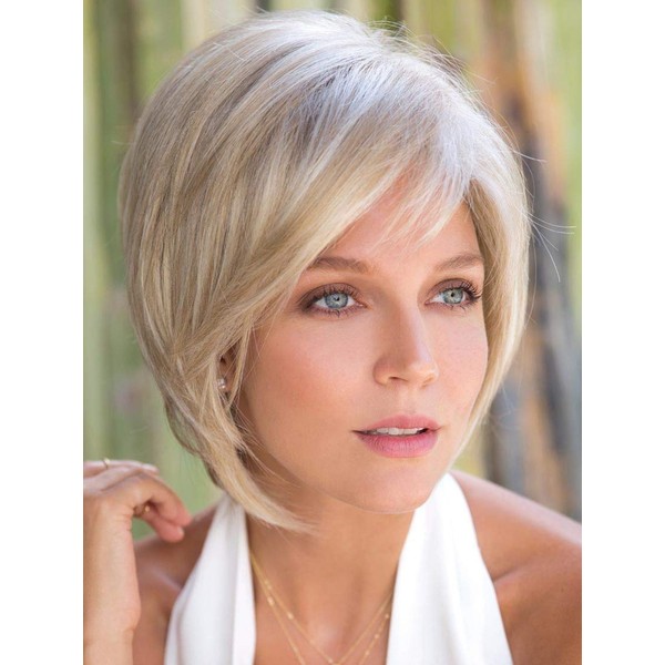 Reese Large Cap Color GINGER HIGHLIGHT - Noriko Wigs Women's Tousled Bob Synthetic Short Choppy Layers Side Fringe Open Weft Bundle with Wig Comb, MaxWigs Hairloss Booklet