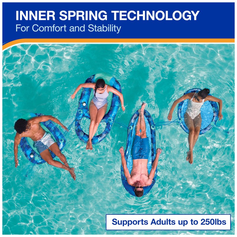 Swimways Elite Spring Float Recliner Pool Lounger, Inflatable Pool Floats