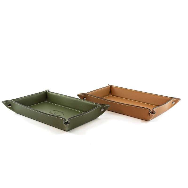BELCRAFT Orvieto Leather Tidy Tray, handmade classic Italian style, Green