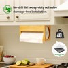 Bilifre Bamboo Paper Towel Holder with Hooks – One-Hand Tear,