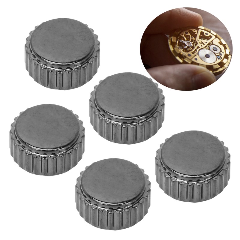 5pcs Professional Watch Head Steel Watch Crown Repairing Parts Replacement