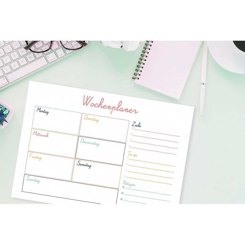 Friendly Fox Weekly Planner Pad School, 1 x DIN A4