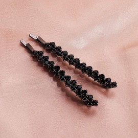 2 Pcs Black Crystal Hair Pins Sparkle Rhinestone Hair Bobby Pins Stylish Decorative Hair Clip for Women Hair Pins for Styling Hair Styling Pins Small Hair Clips Hair Clips for Thin Hair