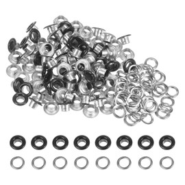 QUARKZMAN Set of 100 Round Eyelets 5 mm 3/16 Inch Hole Metal Eyelets with Washers for Scrapbooking Shoes Clothing Leather Canvas Black