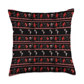 Christmas Krampus Gifts Collection Dancing Krampus' and Broken Candy Canes Festive Christmas Throw Pillow, 18x18, Multicolor