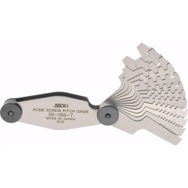 SPI 30-188-7 Stainless Steel Acme Screw Pitch Gage: 12-Leaf, 2mm to 20mm Pitch, 30° Thread Angle