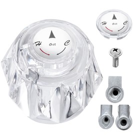 ZephyrJazz Faucet Handle 3 Adapter Compatible with Delta Faucet RP2391, Single Clear Knob Handle Kit with Offset Hole for Shower/Tub, 2-1/2" x 2-1/8" Faucet Knob Replacement, Clear Acrylic Finish