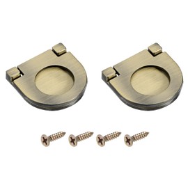 sourcing map 2Pcs Flush Pull Handle, 1.38 Inch Hidden Recessed Furniture Grip Cabinets Door Pull Ring Handles with Screws for Drawers Cupboard Dresser, Bronze