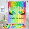 GURETER Hello Gorgeous Shower Curtain Set, 4PCS Luxury Glitter Bling