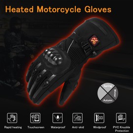 Heated Gloves,Heated Motorcycle Gloves for Men Women with 7.4V 3000mAh Rechargeable Batteries,Electric Gloves,Touchscreen Waterproof Windproof Non-Slip Heated Gloves for Cycling (Jet Black, Medium)