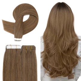 TESS Tape Extensions Real Hair, 35 cm, Blonde Tape Hair Extensions, 20 Pieces, Straight White Blonde Remy Tape-In Hair Extensions for Hair Thickening (20 Pieces - 20 g)