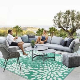 Anidaroel Outdoor Rugs 8x10ft for Patios Clearance Waterproof, Reversible Tropical Plastic Straw Camping Mat Outside Rug, Large Outdoor Area Rug for RV, Porch, Deck, Balcony, Picnic(8'x10')