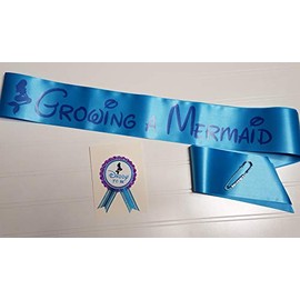 Growing a Mermaid Baby Shower Sash for Momto Be to wear Turquoise & Purple Sash, It's a Girl, Sash, Growing a Mermaid Sash, Daddy to Be pin, Baby Sprinkle, Rhinestone Pin