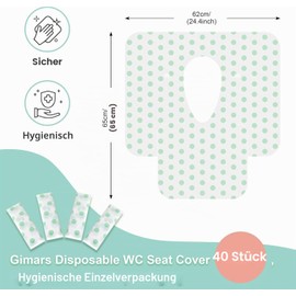 Gimars Disposable Toilet Seat Cover Individually Packed, Toilet Seat Cover for Children and Adults, Toilet Pad with Non-Slip Stickers for Department Store, Hospital etc. (Pack of 40)