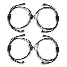 Asheyya 4PCS Friendship Bracelet, Adjustable Friendship Bracelets with Butterfly Pendant