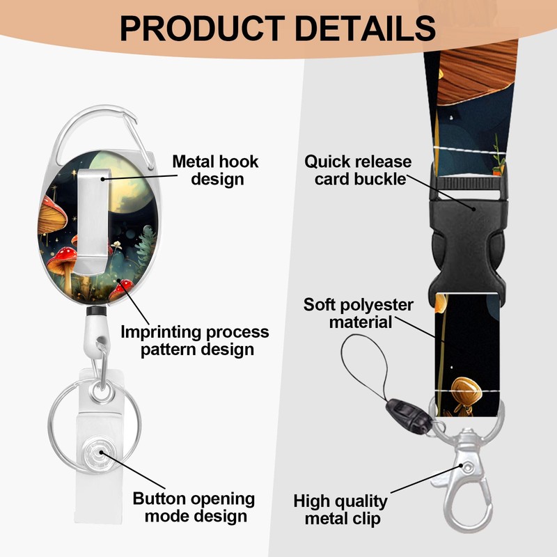 ID Badges Case with Breakaway Lanyards,Cute Badge Holder with Retractable