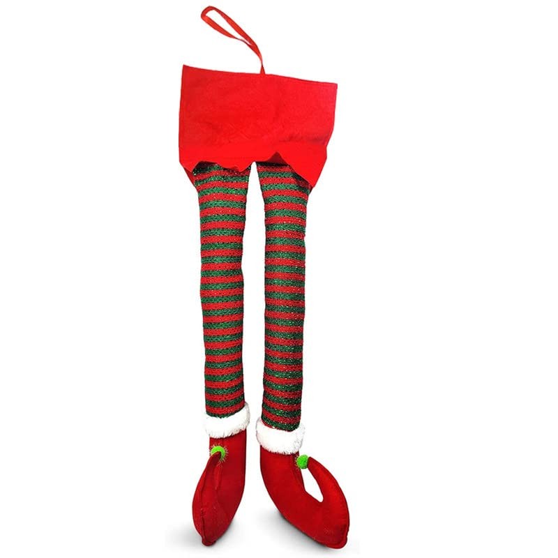 Funny Christmas Elf Leg Decorations: Novelty Car Leg Hangers, Festive,