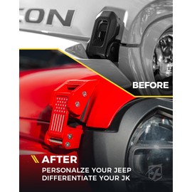 Xprite Red U.S. Flag Hood Latches - Adjustable Hood Latch Catches Kit Compatible with 2007-2018 Jeep Wrangler JK JKU, 2018-2024 Jeep Wrangler JL JLU, 2020+ Jeep Gladiator JT, Aluminum Hood Locks