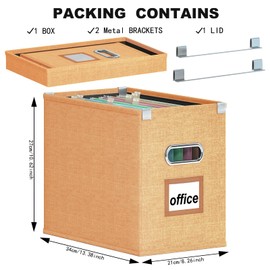 Huolewa File Organizer Box with Mesh Pocket, Collapsible Hanging File Box Organizer for Letter Size Files & Folders, Document Filing Storage Organizer Box with Lid, Small File Cabinet for Home/Office