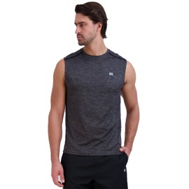 Russell Athletic Mens Dri-Power Space-Dye Short Sleeve Crew Neck Performance Muscle Tee, Black, S
