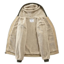 Fozexi Men's Hoodie Casual Long Sleeve Waffle Knit Drawstring Hoodies Zipper Thick Sweatshirts With Pocket Green/Khaki X-Large