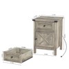 Farmhouse Nightstand with Charging Station, White Side Table, Rustic End