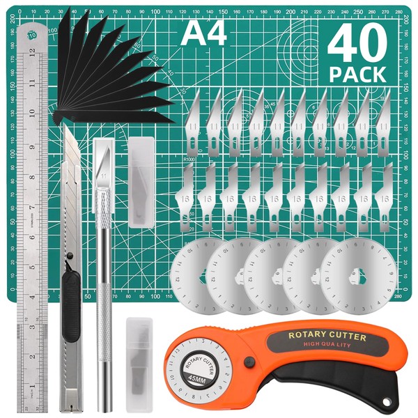 Rotary Cutter Set, Rotary Cutter for Fabric, 40 Pcs Fabric