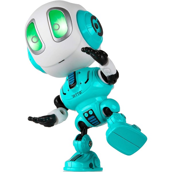 Force1 Ditto Mini Talking Robots for Kids - Robot Voice Changer Toy with Posable Body and LED Eyes, Blue