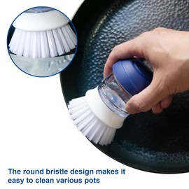 CELOX Dish Scrub Brush with Soap Dispenser, Palm Brush Kitchen Brush for Dish Pot Pan Sink Cleaning, Soap Dispensing Palm Brush, Pack of 1, Blue
