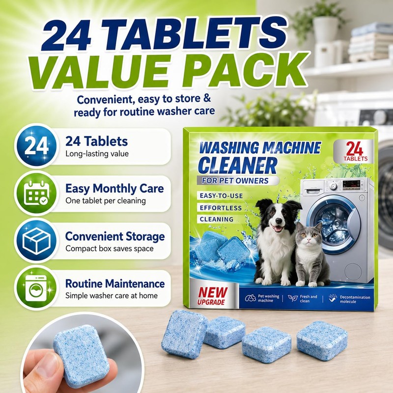 Enzyme Washing Machine Cleaner Tablets for Pet Owners, [2X Power]