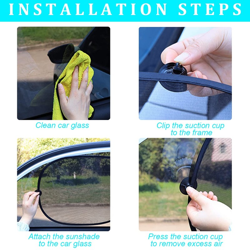 Car Rear Window Sunshade with Suction Cup, Sun UV Rays