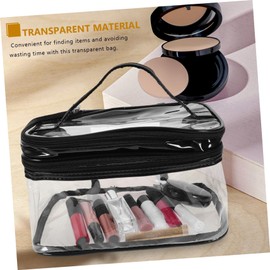 FOMIYES Clear Double Makeup Bag Large Portable Cosmetic Organizer with Handle for Travel Toiletry Pouch for Makeup and Personal Care Products