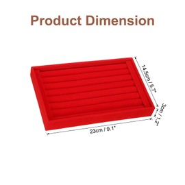 uxcell Velvet 7 Slots Ring Organizer Jewelry Display Tray Showcase Ring Holder Velvet Jewelry Organizer Stand for Rings Earrings Red