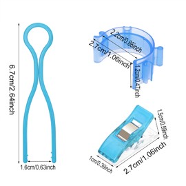 PPhtony Sewing Clips Set 25Pcs Assorted Color Multipurpose Plastic Fabric Quilting Clips with Threaded Needle Kit Bobbin Threaded Holder Bobbin Clips for Crocheting Crafting Knitting Binding (100)