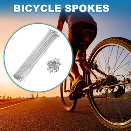 A ABSOPRO Bike Bicycle Spokes 14G 270MM Mountain Bike Spokes Carbon Steel Silver Tone 36Pcs