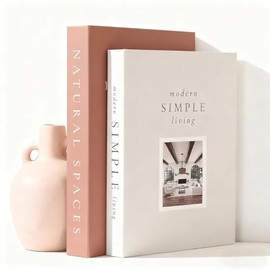 Libros decorativos para decoración del hogar, 2 libros de imitación minimalistas modernos para decoración del hogar, decoración de mesa de centro, acento estético para sala de estar (E3)