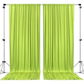 AK TRADING CO. 10 feet x 10 feet Light Green Polyester Backdrop Drapes Curtains Panels with Rod Pockets - Wedding Ceremony Party Home Window Decorations, 5FT x 10FT