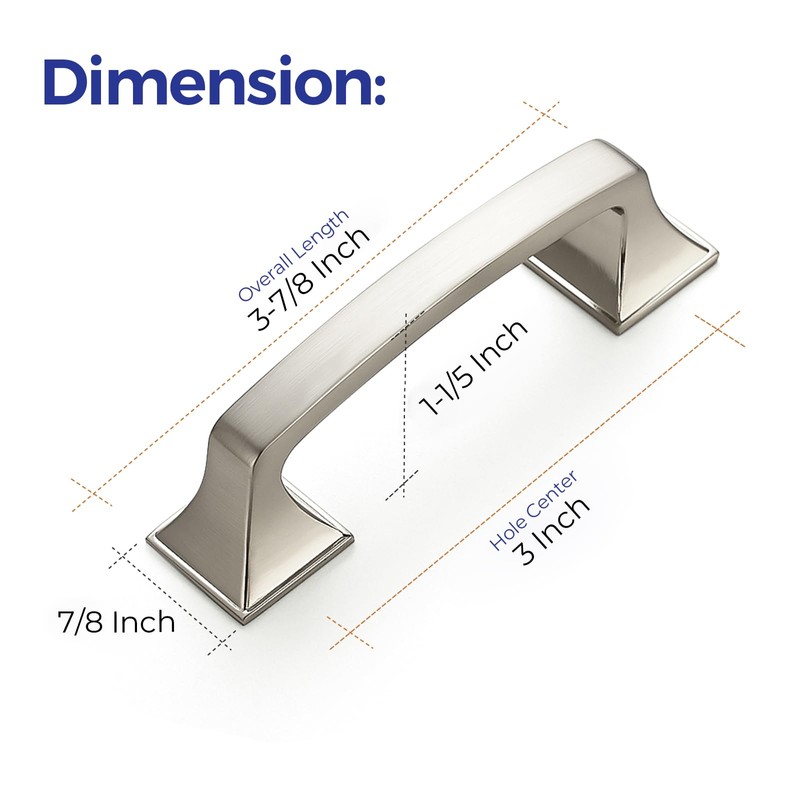 Ravinte 30 Pack Solid 3" Square Foot Cabinet Arch Pull