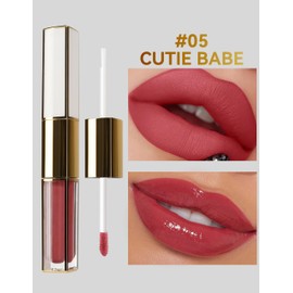 Erinde Brillo de Labios Mate, 2 en 1 líquido Brillo de Labios y Aceite Labial, Barra de Labios Resistente al Agua de Larga Duración, brillo de labios brillante Con Brillo Líquido, 05#CUTIE BABE