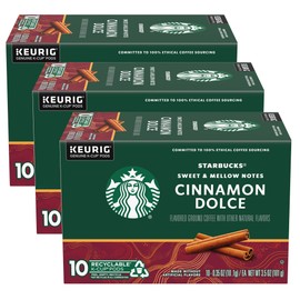 Starbucks Flavored Coffee K-Cup Pods, Cinnamon Dolce Flavored Coffee, No Artificial Flavors, Keurig Genuine K-Cup Pods, 10 CT K-Cups/Box (Pack of 3 Boxes)