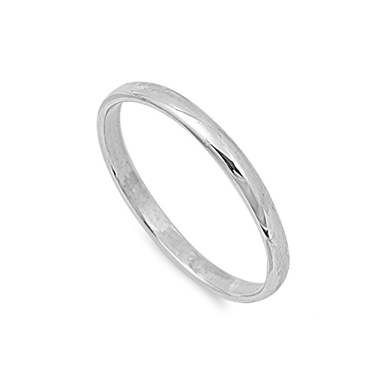 Sterling Silver Wedding 2mm Band Plain Comfort Fit Ring Solid